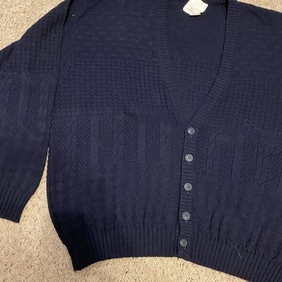 VTG 90s Private Club Fisherman Knit Cardigan Sweater VNeck Grandpacore Men’s 2X - Picture 9 of 9